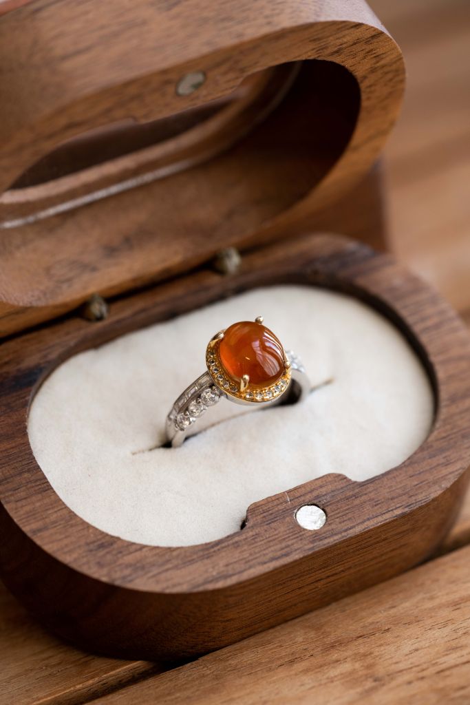 "Sunset Glow" Asymmetrical Serpentine Jade Ring