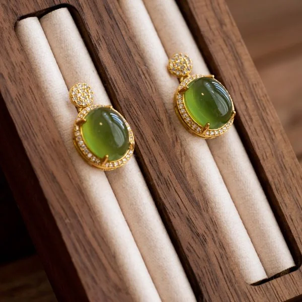 "Emerald Oasis" Serpentine Jade Earrings