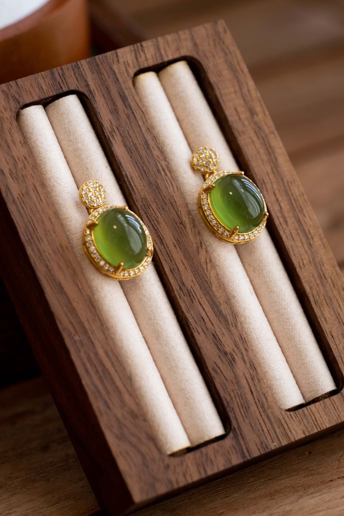 "Emerald Oasis" Serpentine Jade Earrings