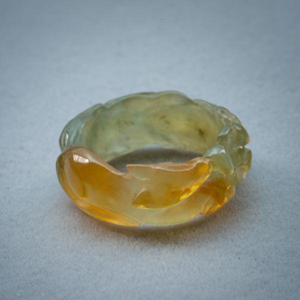 "Mystic Kitsune" Dual-Color Serpentine Jade Ring