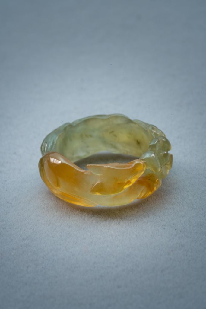 "Mystic Kitsune" Dual-Color Serpentine Jade Ring