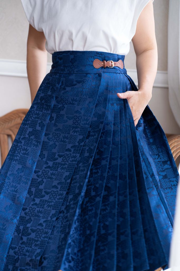 Modern Ming Lapis Lazuli Damask Skirt —Archive Edition