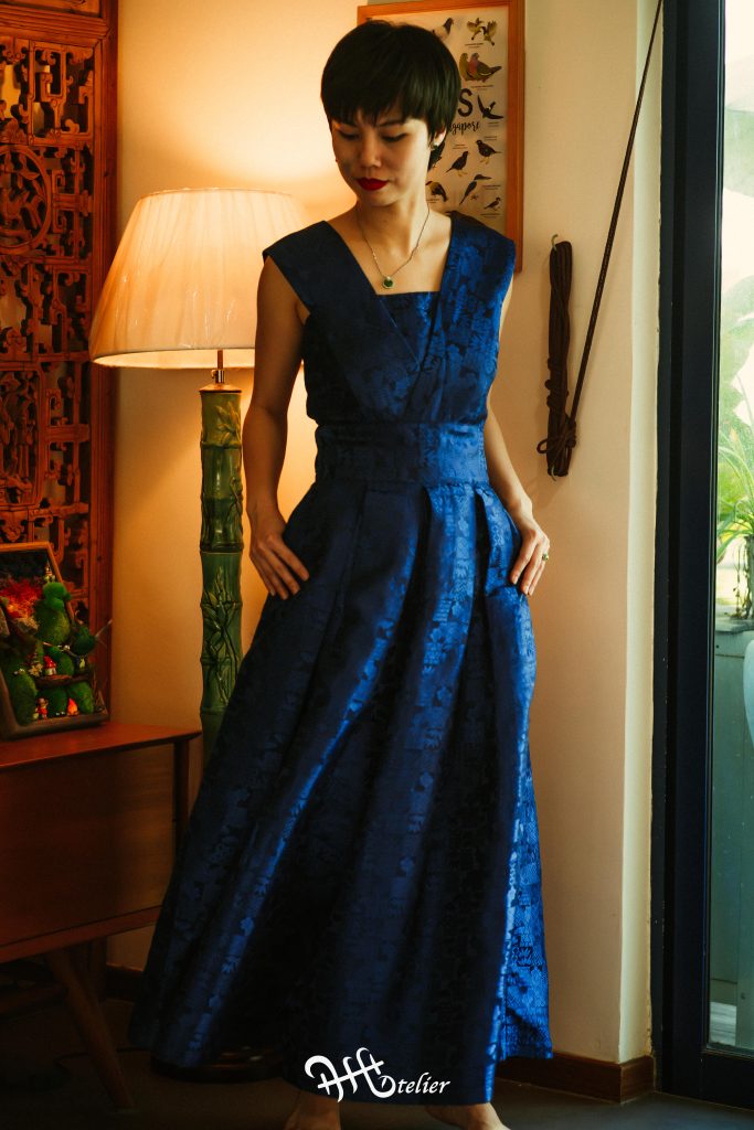 Imperial Azure Damask Pantsuit (Atelier Signature)